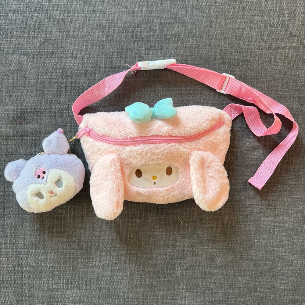 Sanrio My Melody and Kuromi plushie belt bag